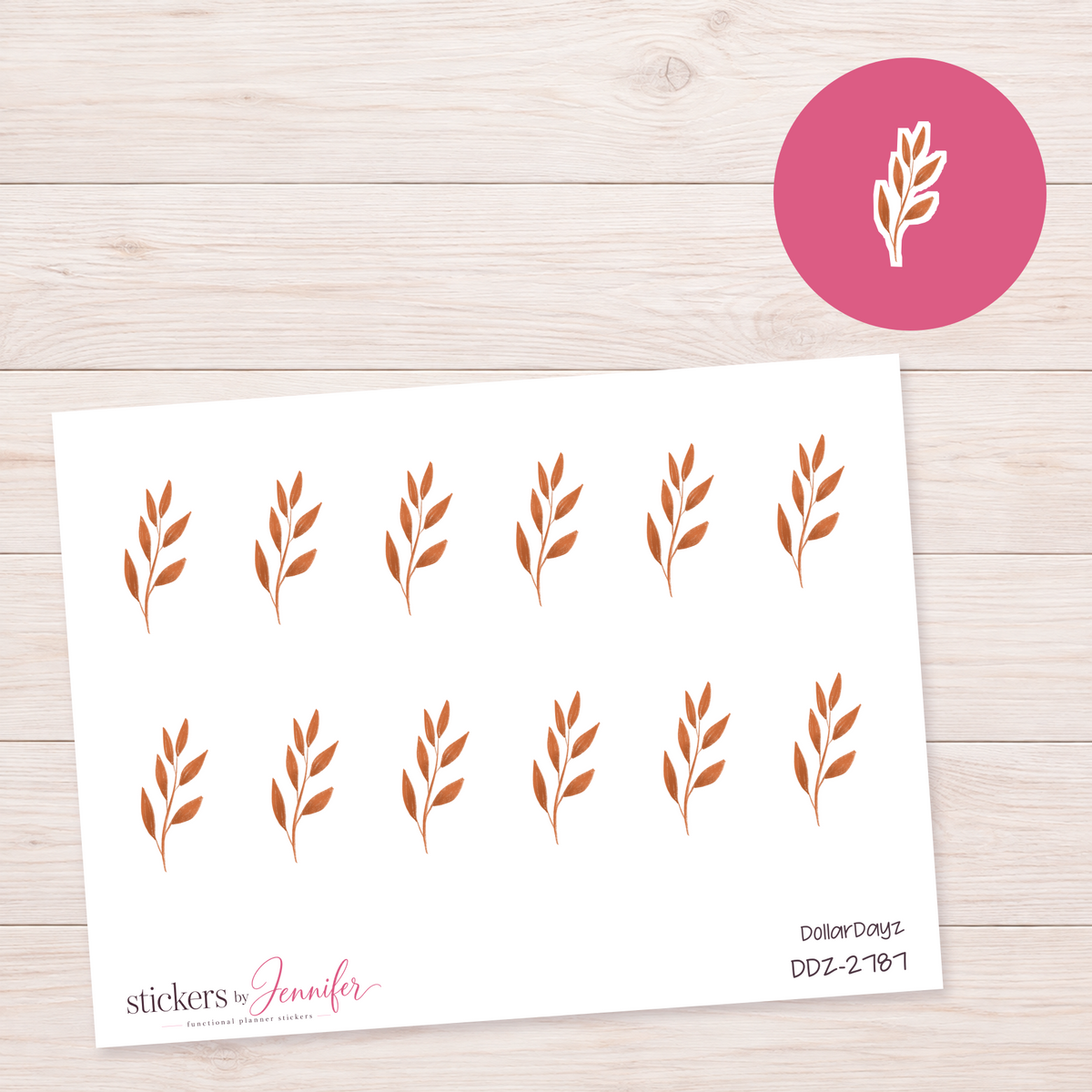 Warm Orange Sprig Planner Stickers | DDZ-2787