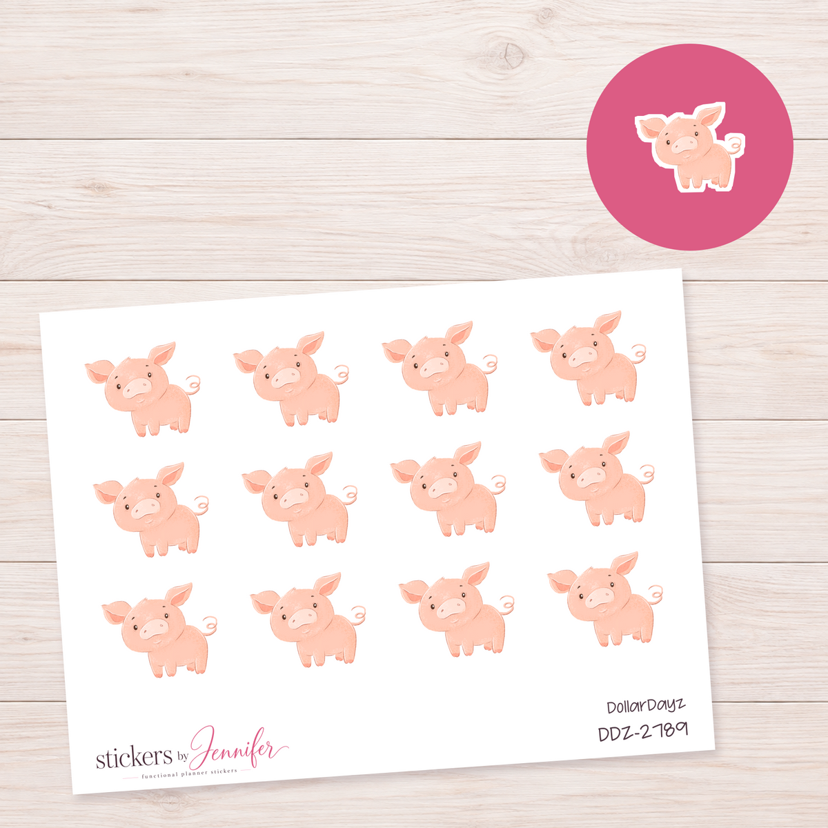 Little Pink Pig Planner Stickers | DDZ-2789