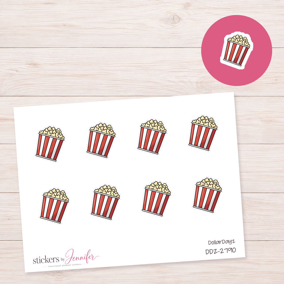 Popcorn Doodle Planner Stickers | DDZ-2790