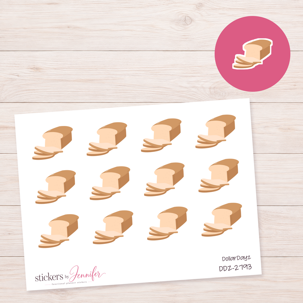 Sliced Bread Loaf Planner Stickers | DDZ-2793