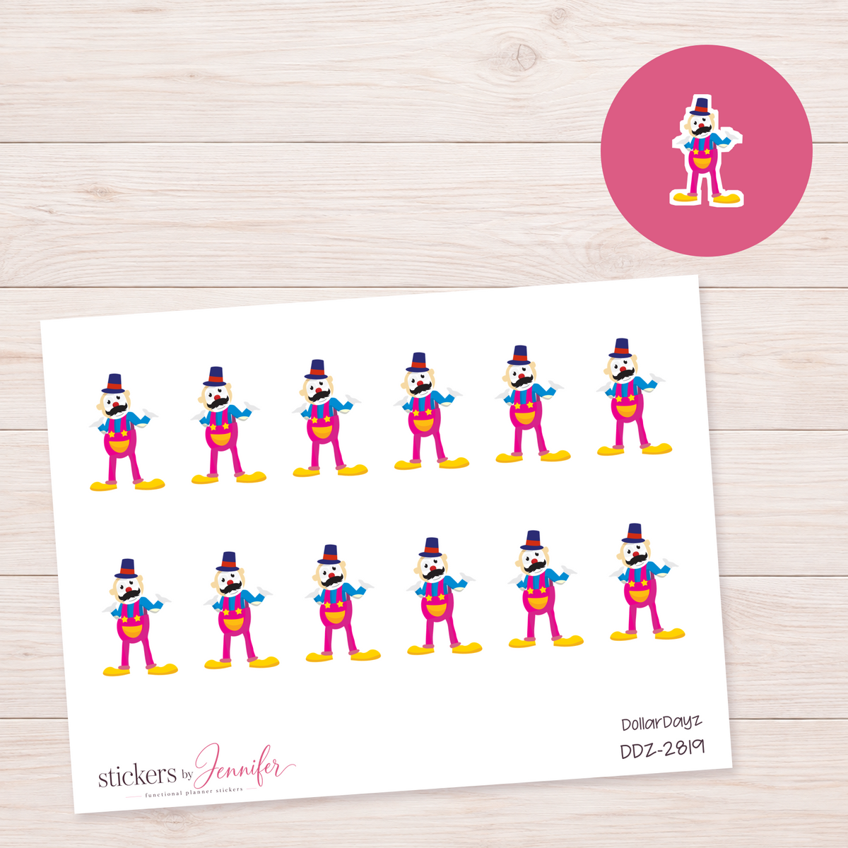 Colorful Clown Planner Stickers | DDZ-2819
