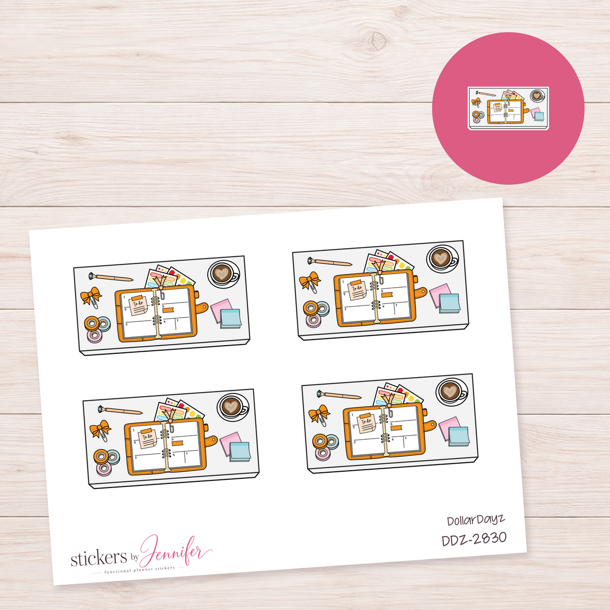 Orange Open Planner Workspace Planner Stickers | DDZ-2830
