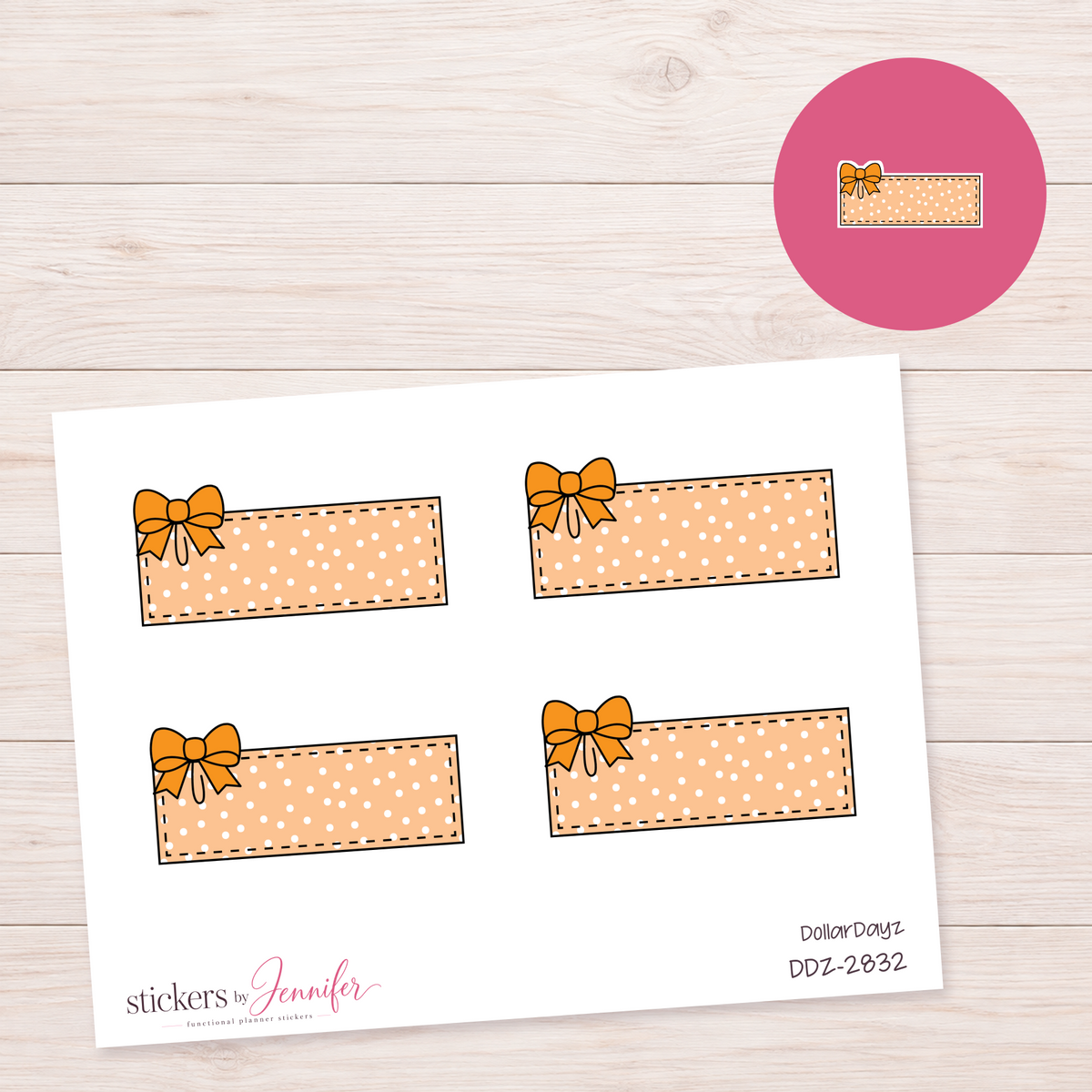 Orange Bow Label Planner Stickers | DDZ-2832