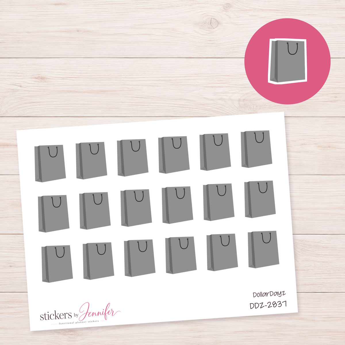 Gray Shopping Bag Planner Stickers | DDZ-2837