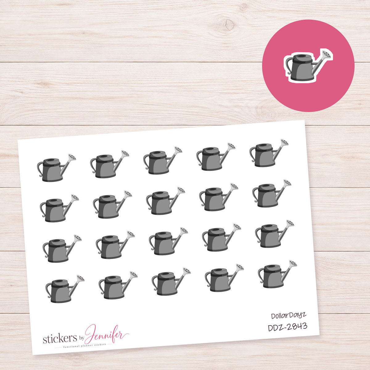 Gray Watering Can Planner Stickers | DDZ-2843
