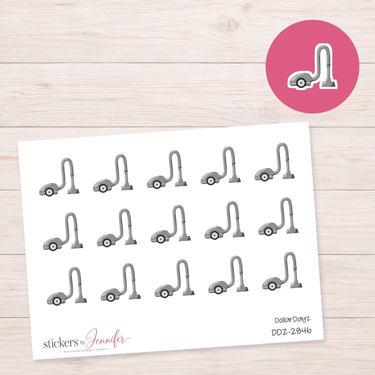 Gray Vacuum Cleaner Planner Stickers | DDZ-2846