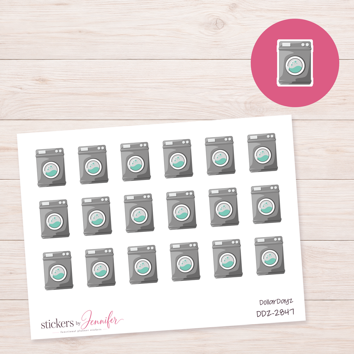 Gray Washing Machine Planner Stickers | DDZ-2847