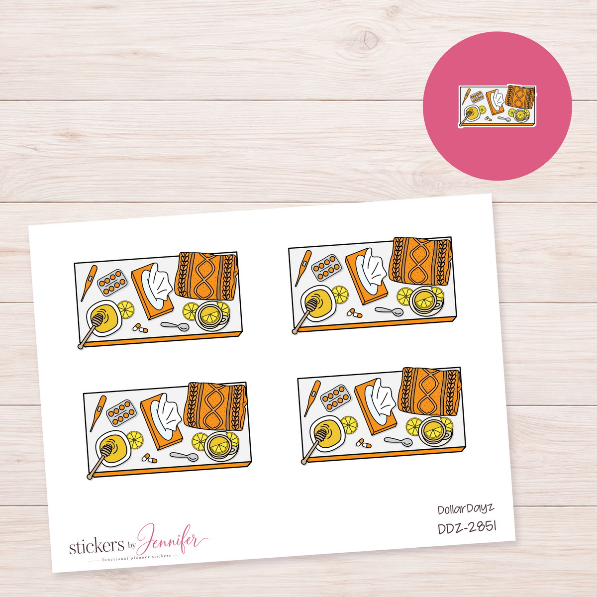 Orange Self-Care Supplies Planner Stickers | DDZ-2851