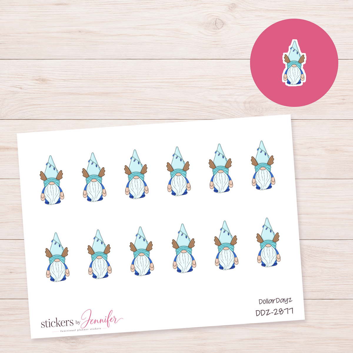 Blue Winter Gnome Planner Stickers | DDZ-2877