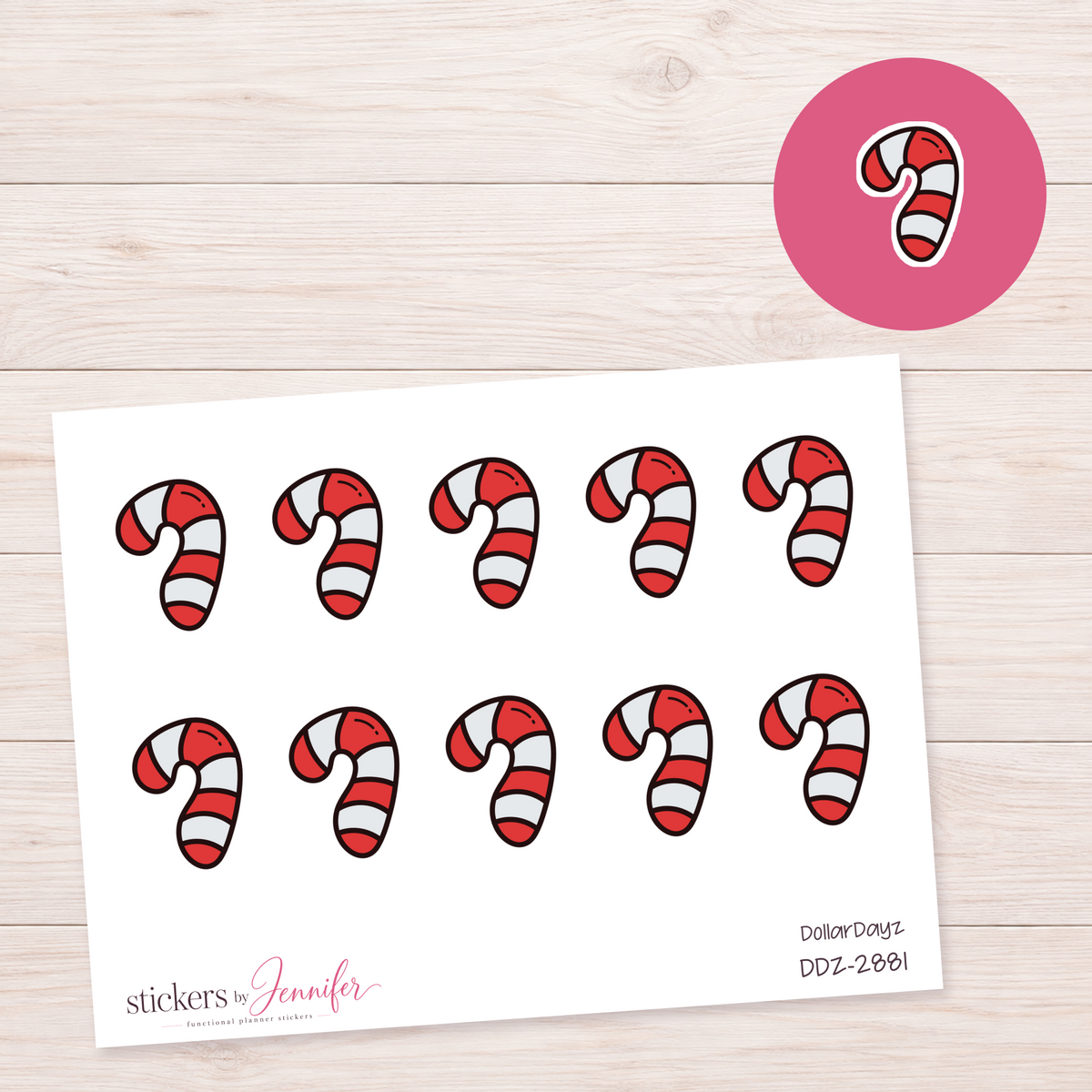 Candy Cane Icon Planner Stickers | DDZ-2881