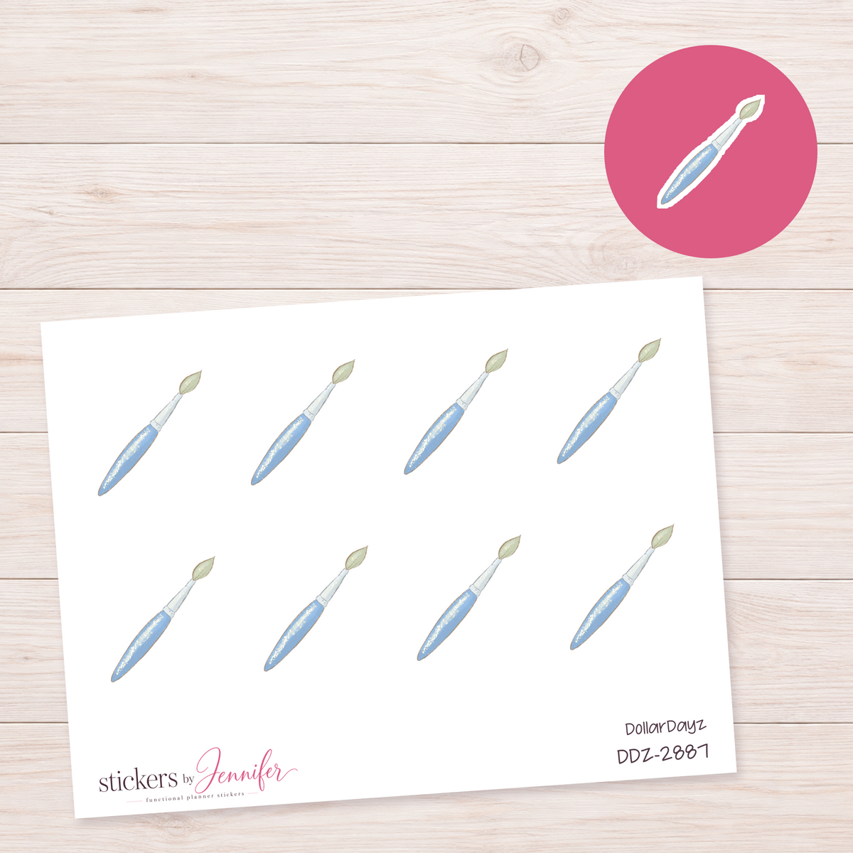 Blue Detail Paintbrush Planner Stickers | DDZ-2887
