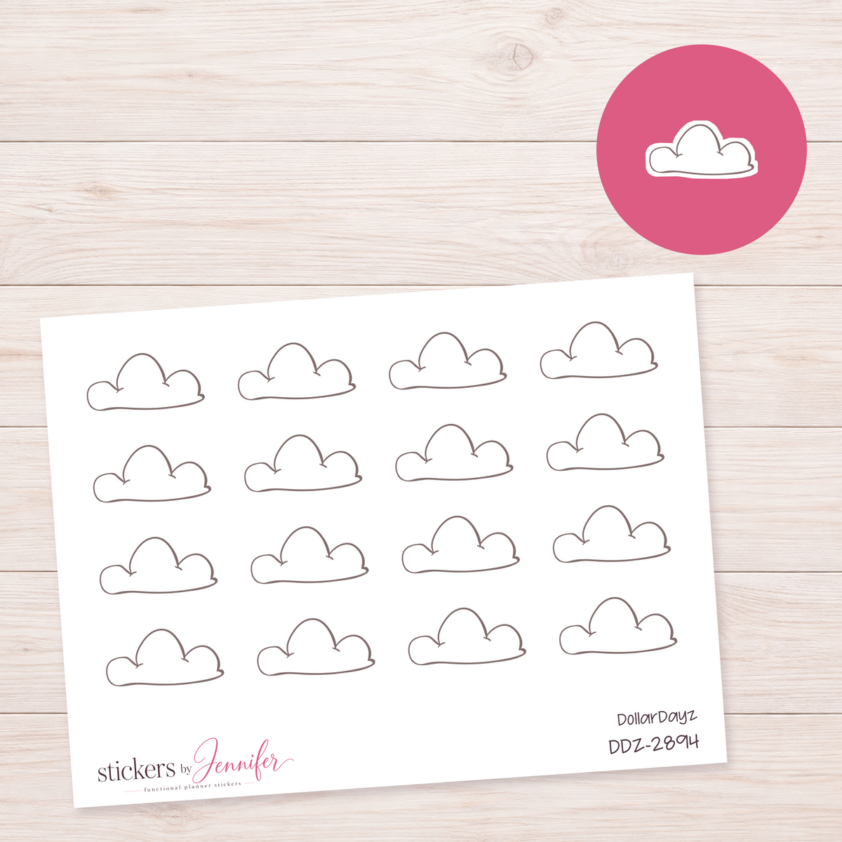 Fine Cloud Outline Planner Stickers | DDZ-2894