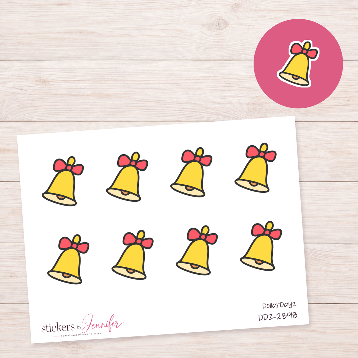 Bell with Red Bow Planner Stickers | DDZ-2898