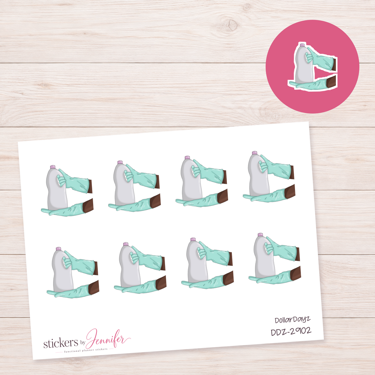 Mint Gloves and Cleaning Bottle Planner Stickers | DDZ-2902