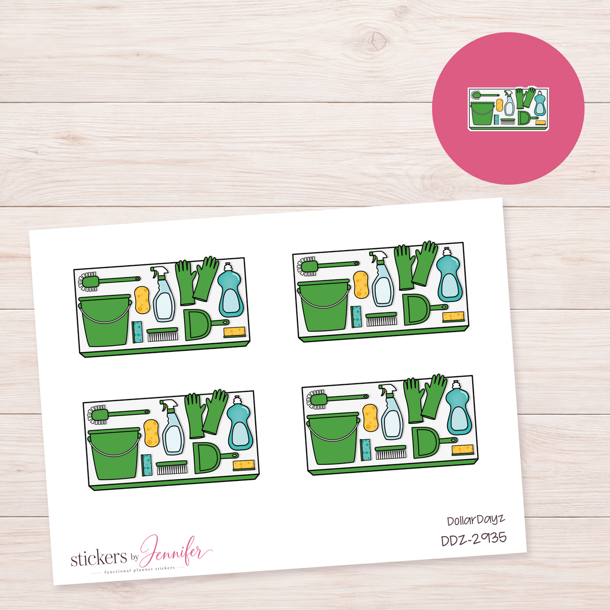 Green Cleaning Supplies Planner Stickers | DDZ-2935