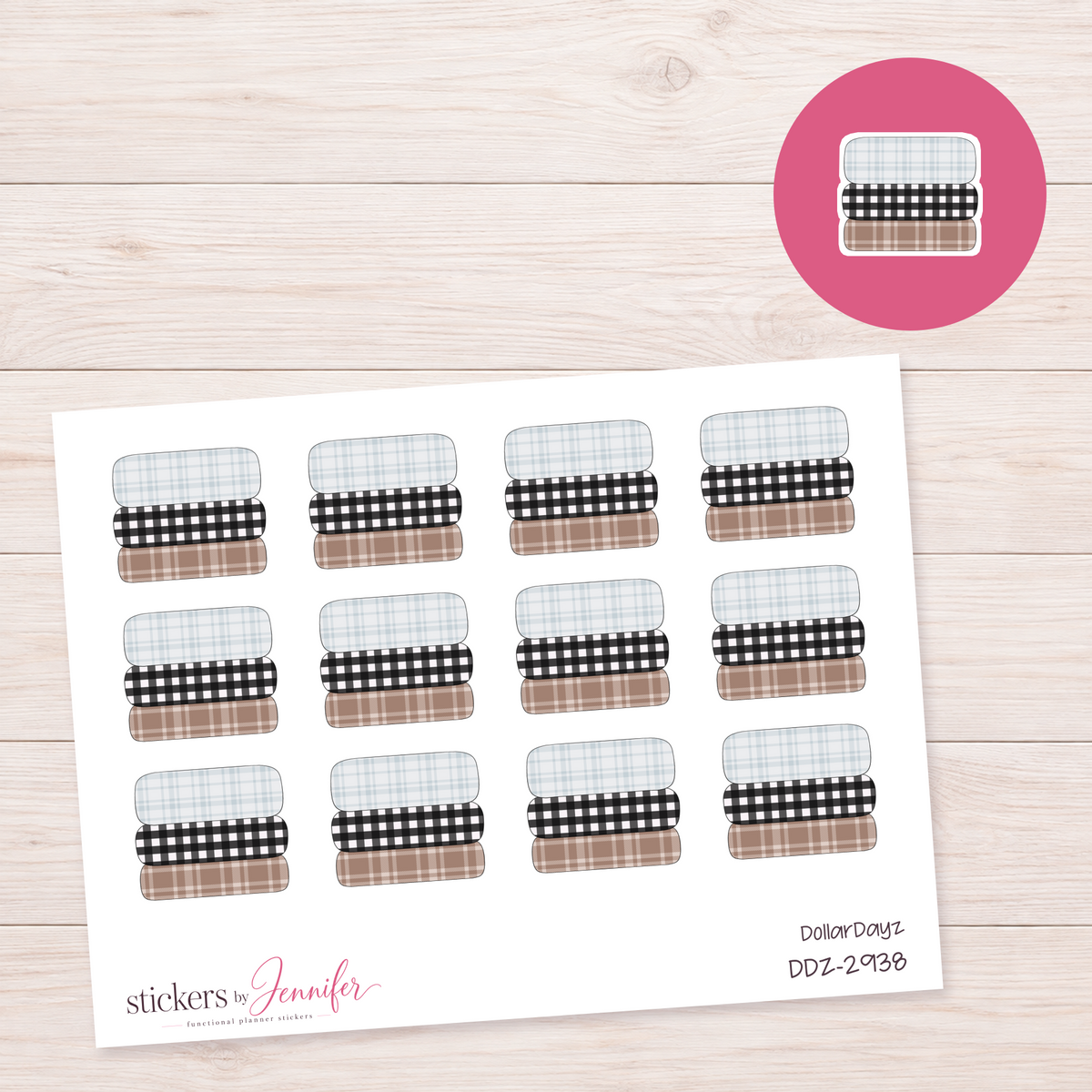 Folded Plaid Blankets Planner Stickers | DDZ-2938