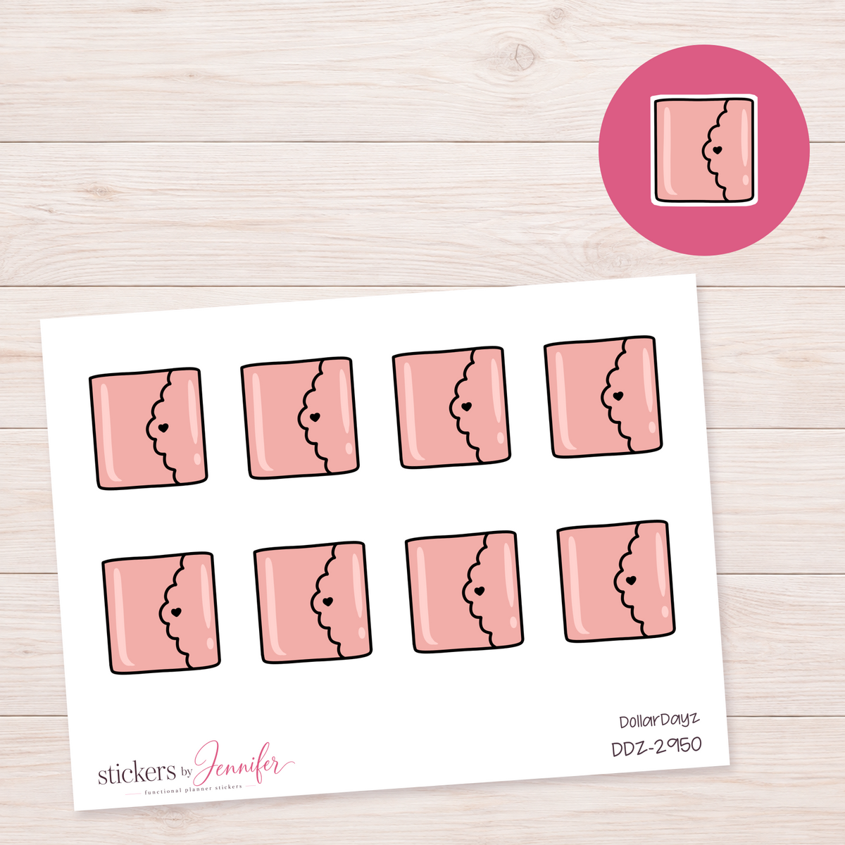 Pink Scalloped Wallet Planner Stickers | DDZ-2950