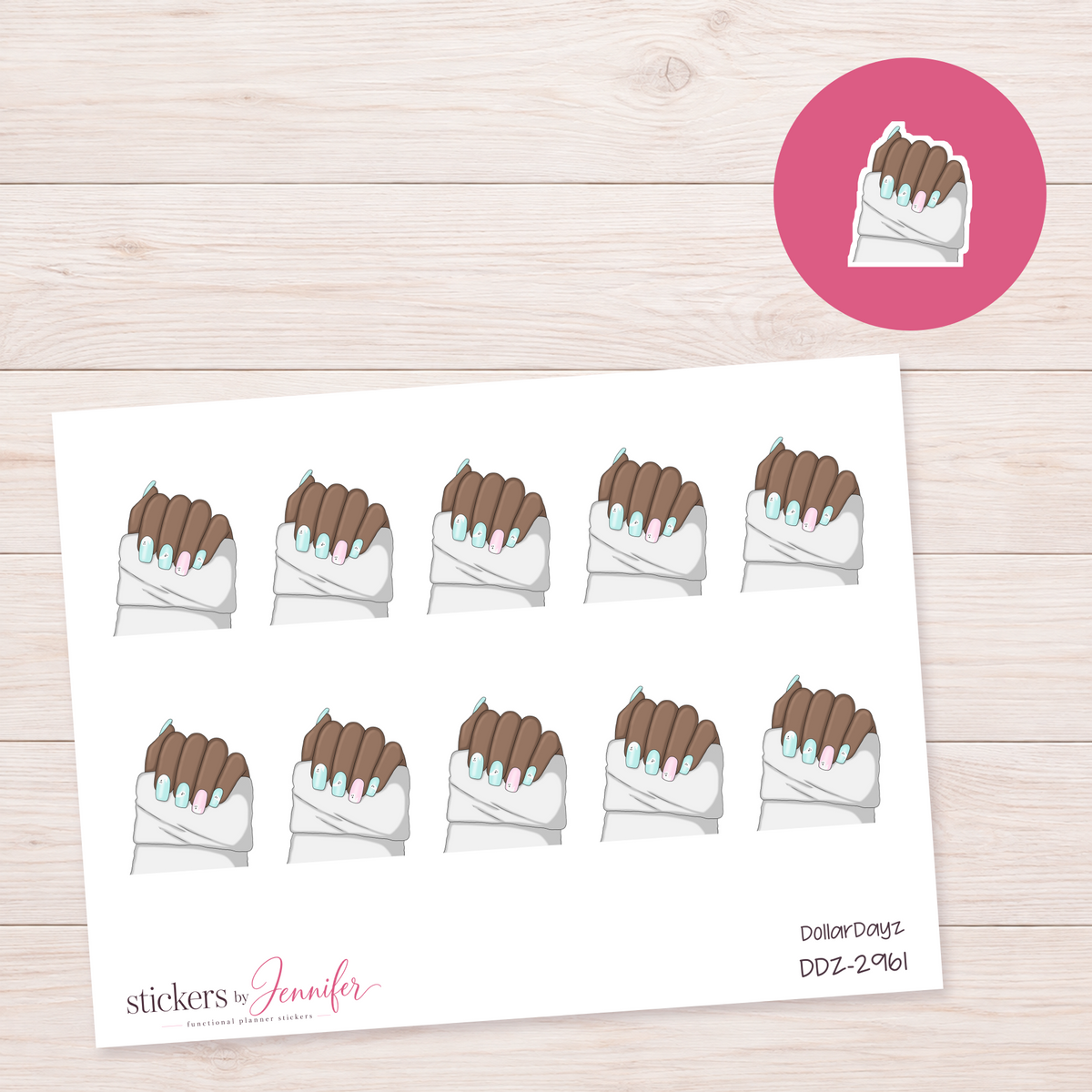 Mint Pastel Nail Detail Planner Stickers | DDZ-2961