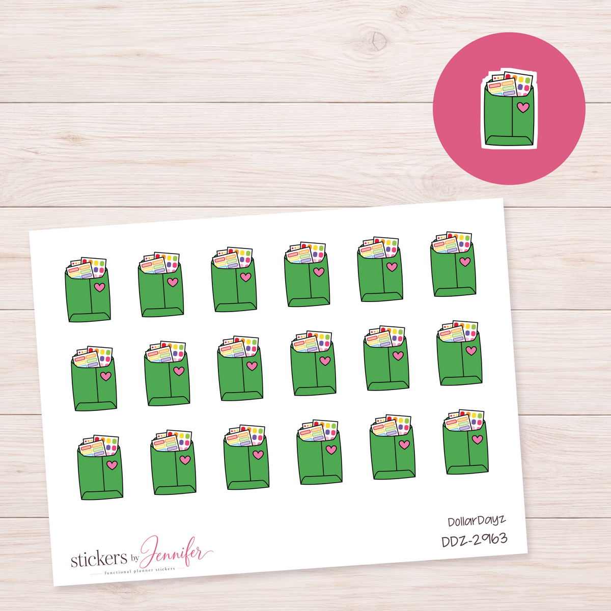 Green Sticker Bag Planner Stickers | DDZ-2963