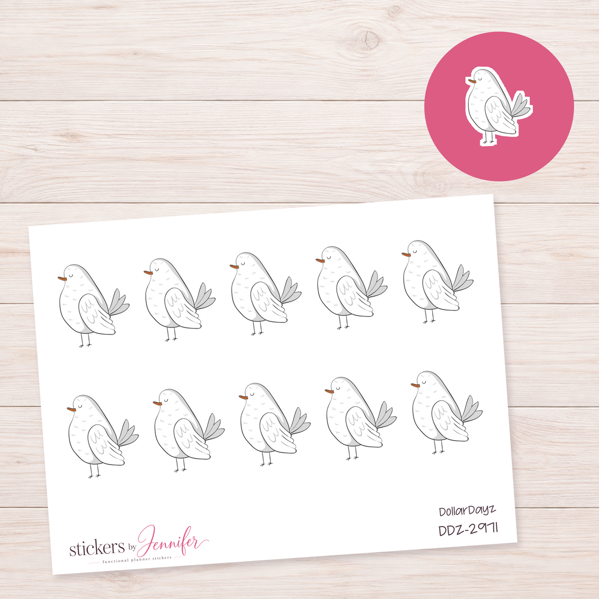 Little White Bird Planner Stickers | DDZ-2971