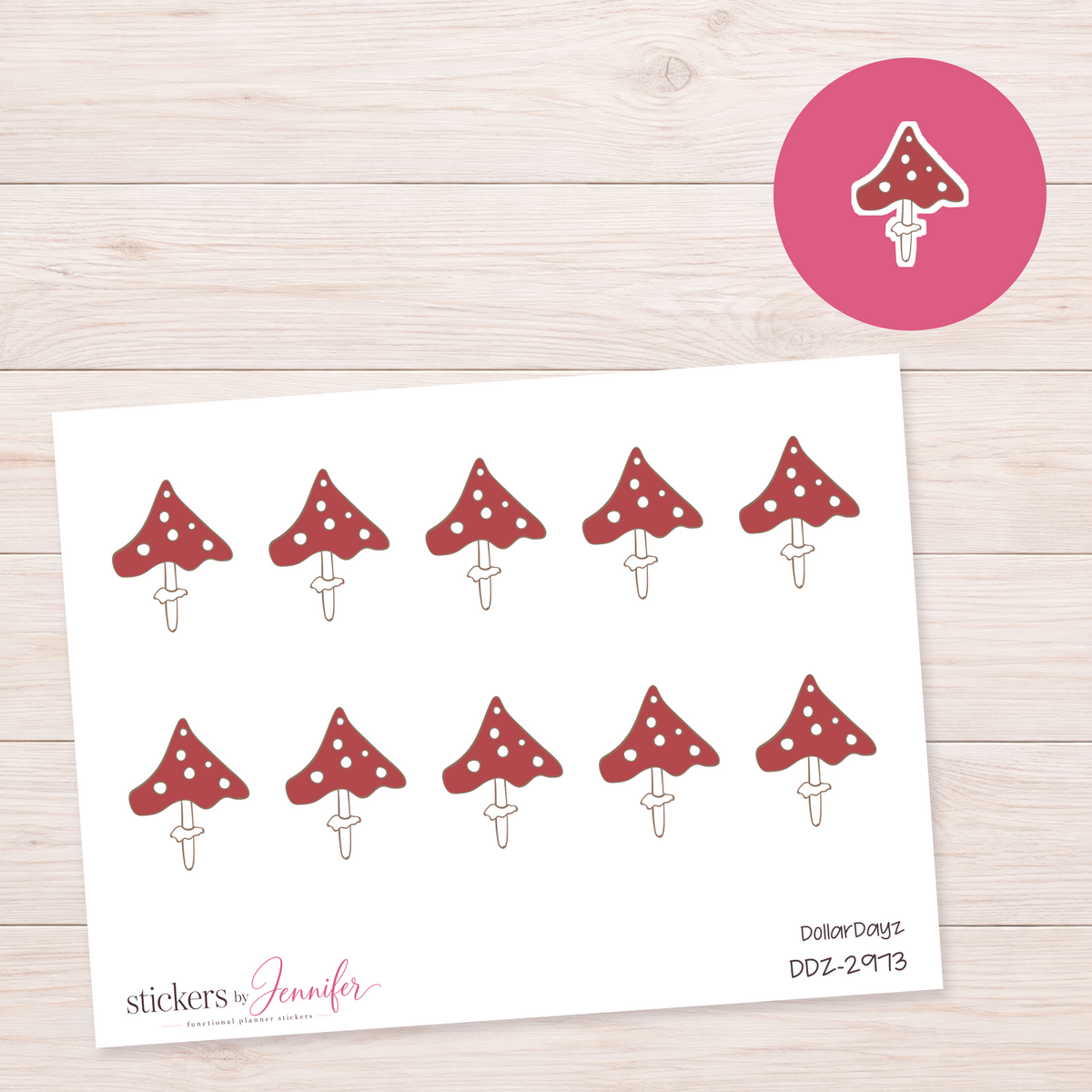 Red Spotted Mushroom Planner Stickers | DDZ-2973