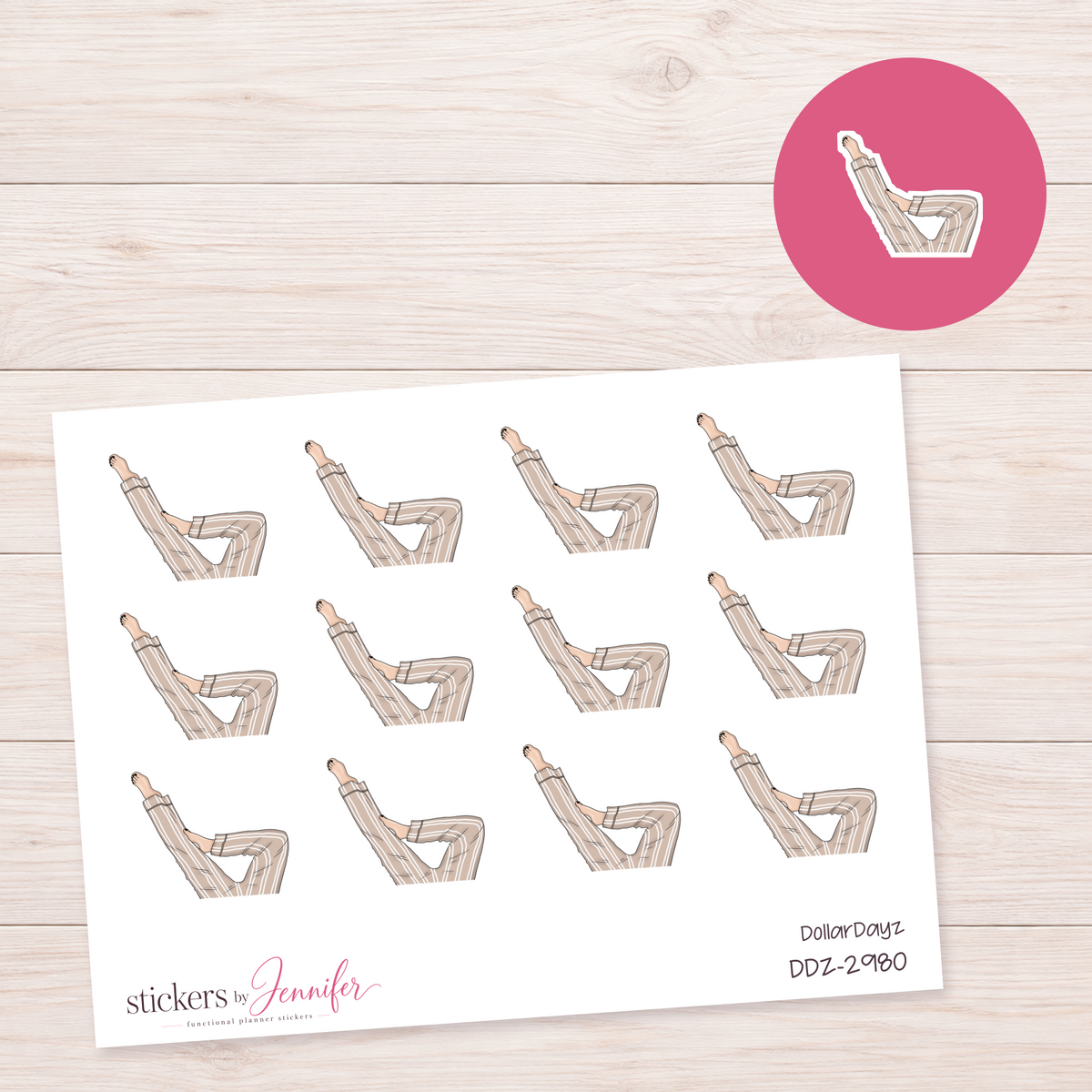 Striped Lounge Outfit Planner Stickers | DDZ-2980
