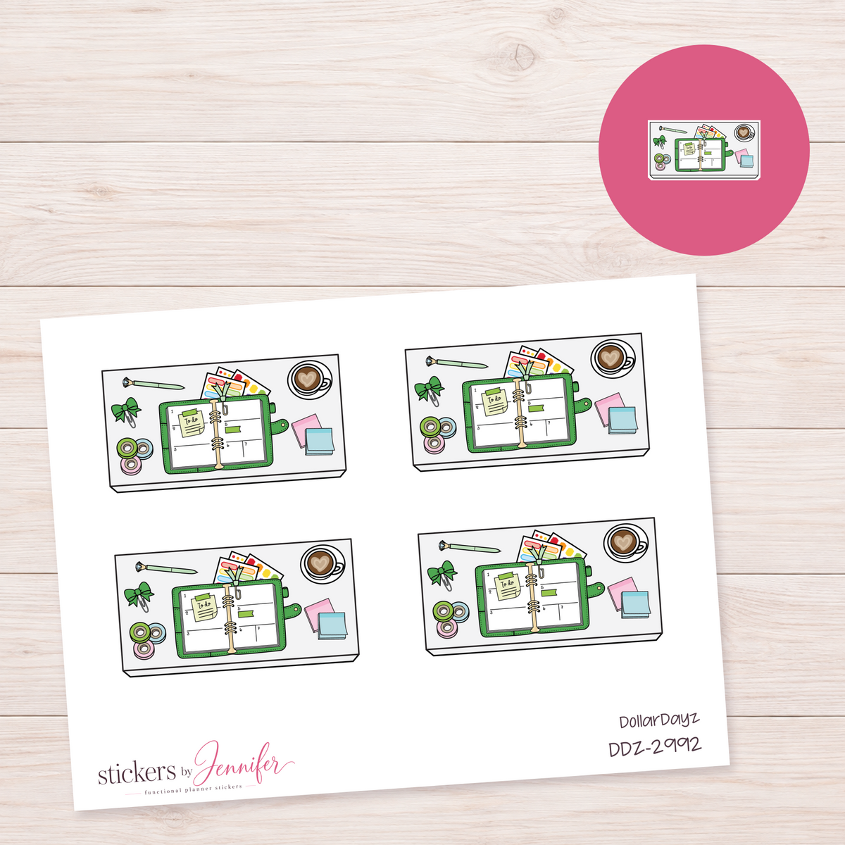 Green Open Planner Workspace Planner Stickers | DDZ-2992