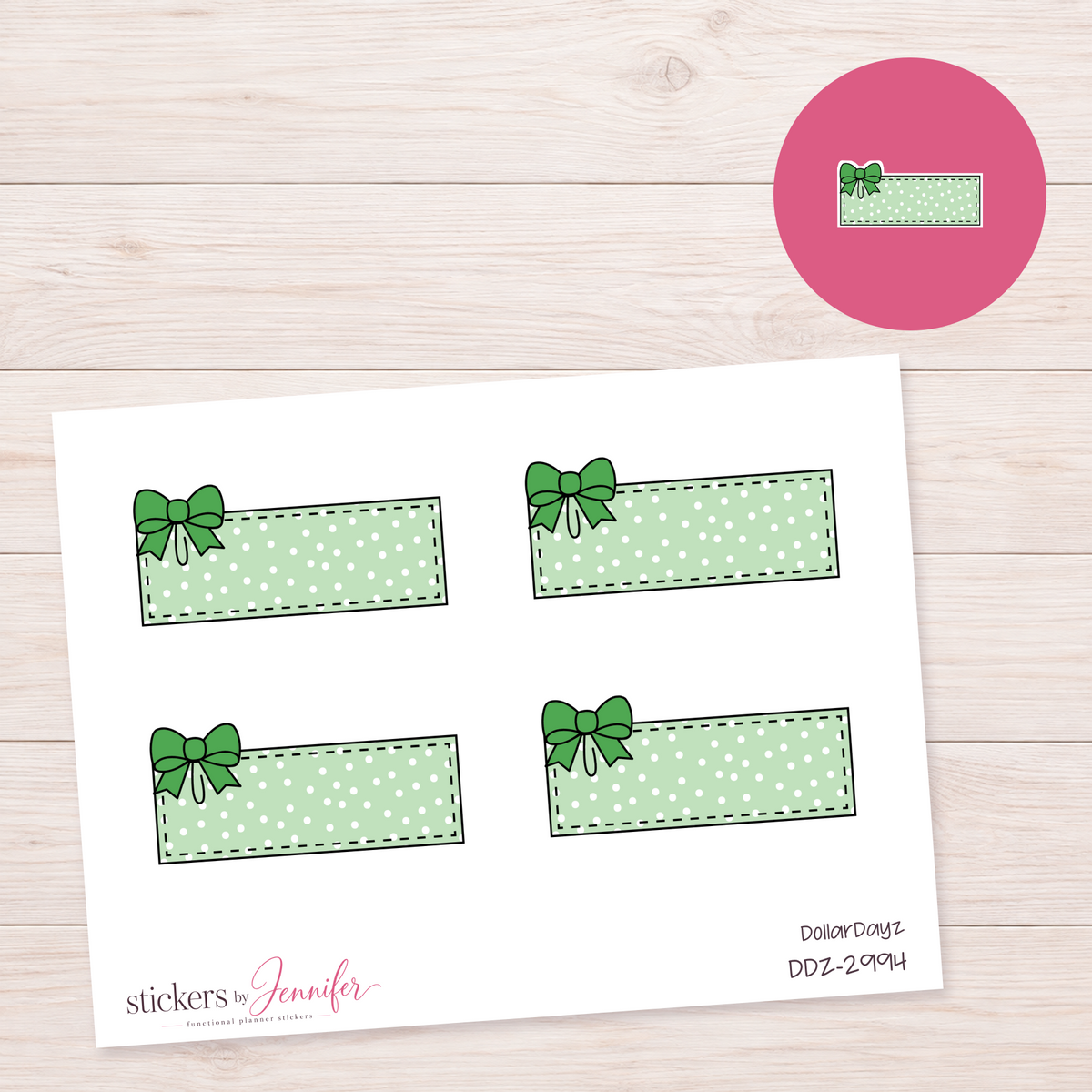 Green Bow Label Planner Stickers | DDZ-2994