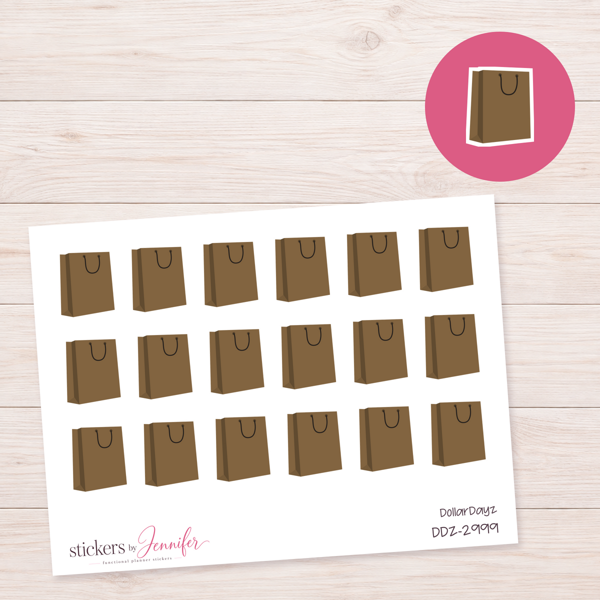 Olive-Brown Shopping Bag Planner Stickers | DDZ-2999