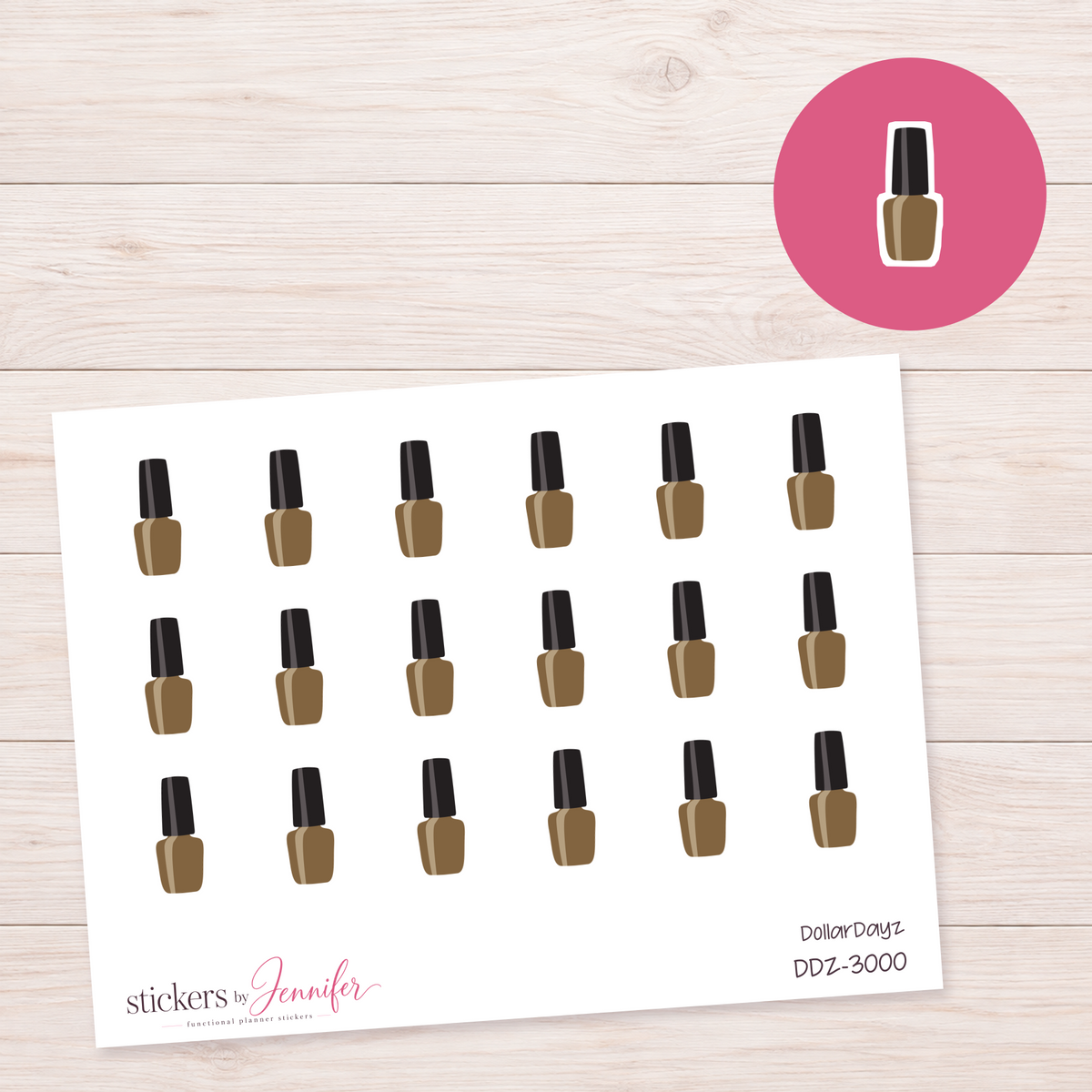 Olive-Brown Nail Polish Planner Stickers | DDZ-3000