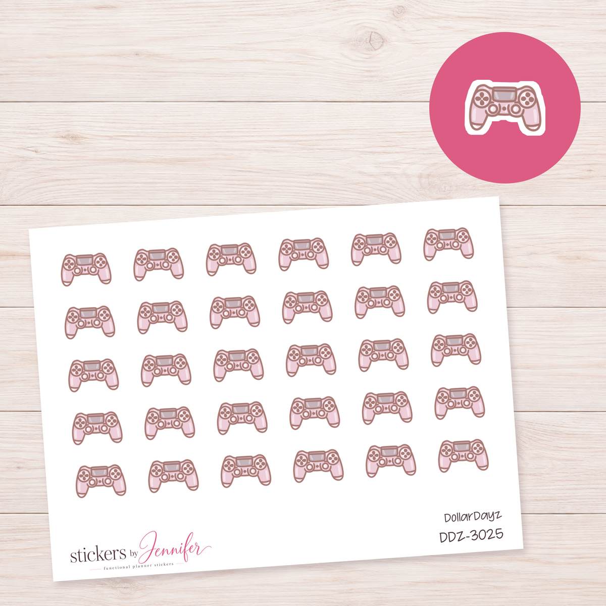 Pink Game Controller Planner Stickers | DDZ-3025