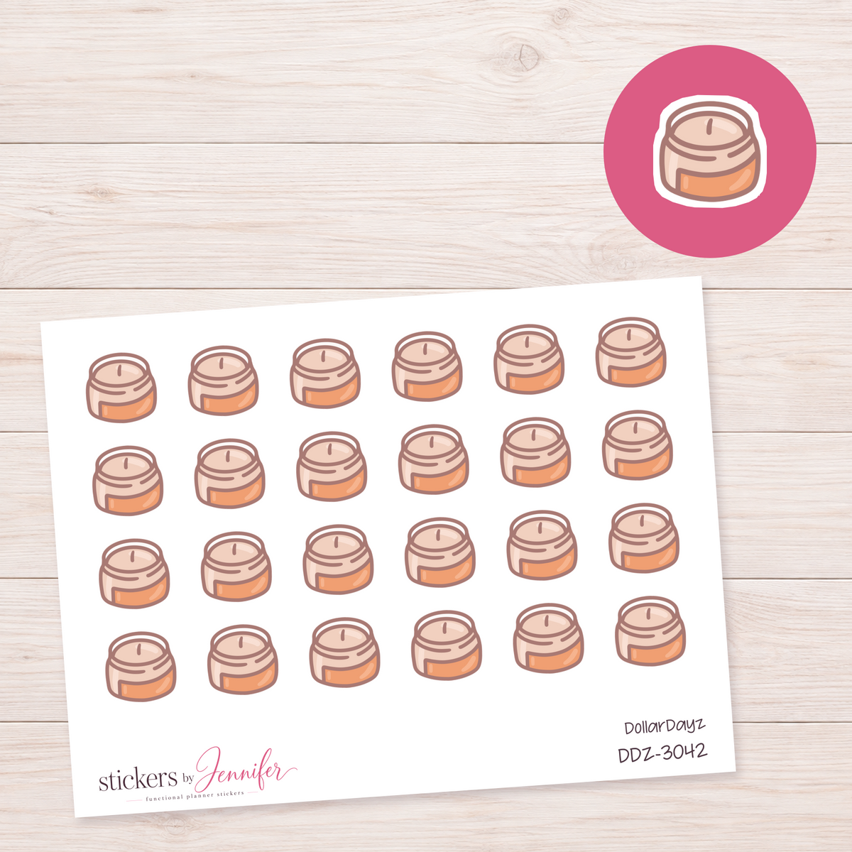 Round Autumn Candle Planner Stickers | DDZ-3042