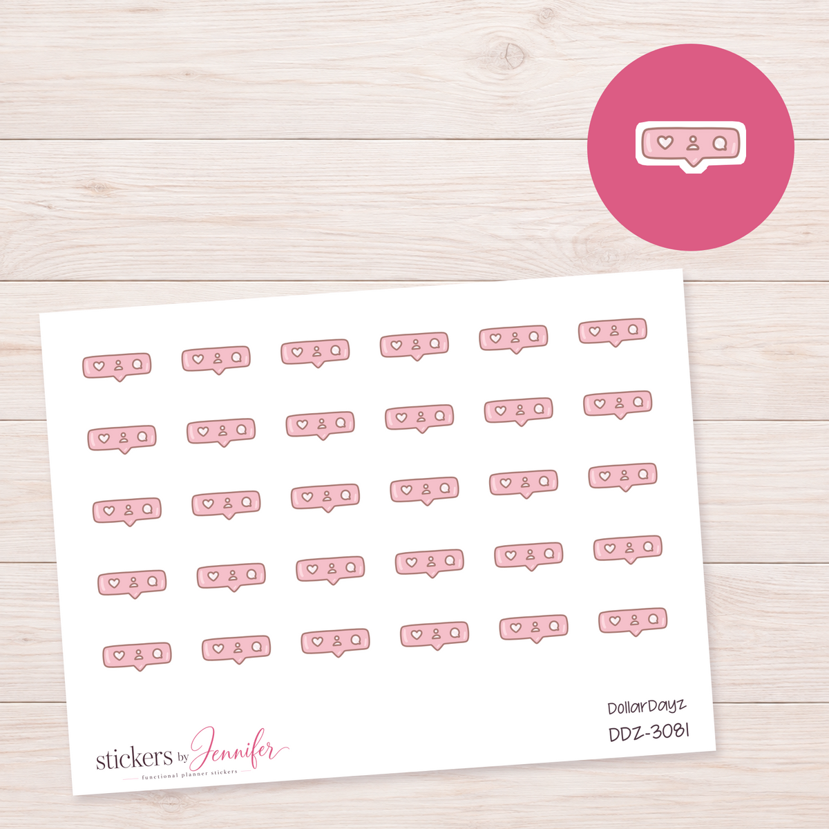 Social Media Notification Bar Planner Stickers | DDZ-3081