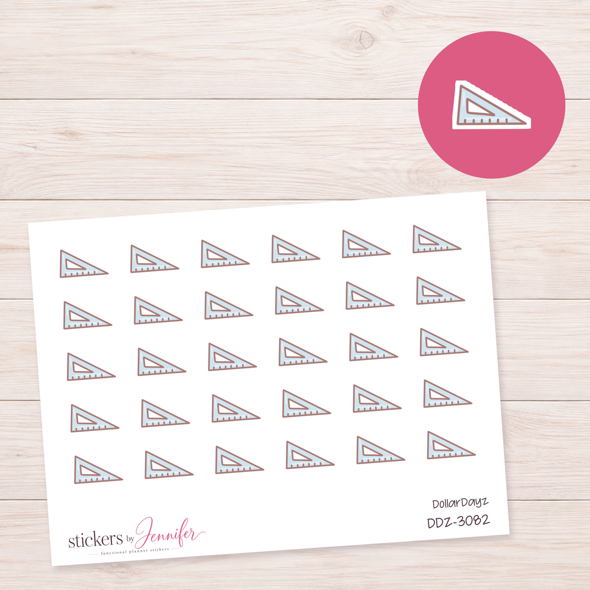 Blue Triangle Ruler Planner Stickers | DDZ-3082