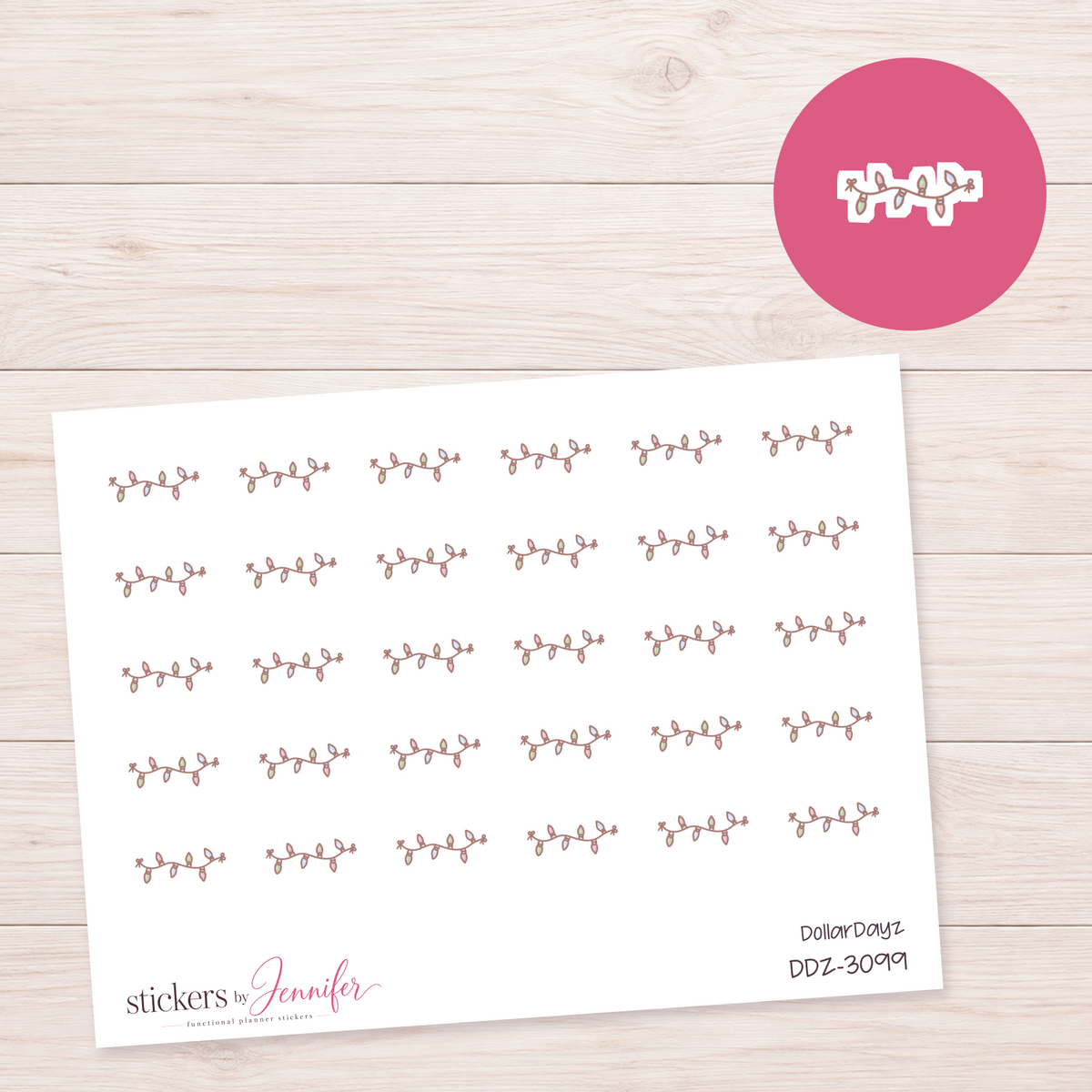 Christmas String Lights Planner Stickers | DDZ-3099