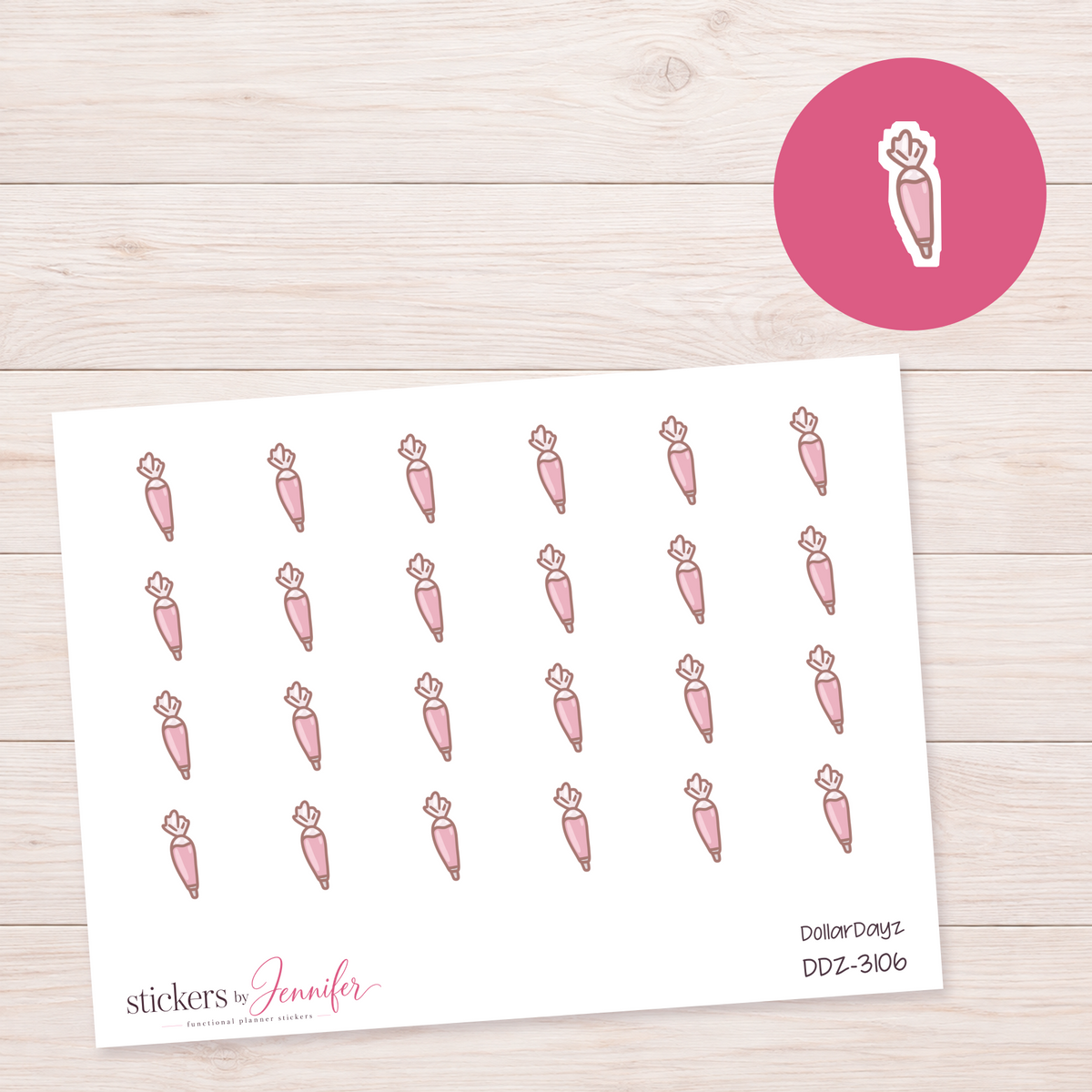 Pink Piping Bag Planner Stickers | DDZ-3106