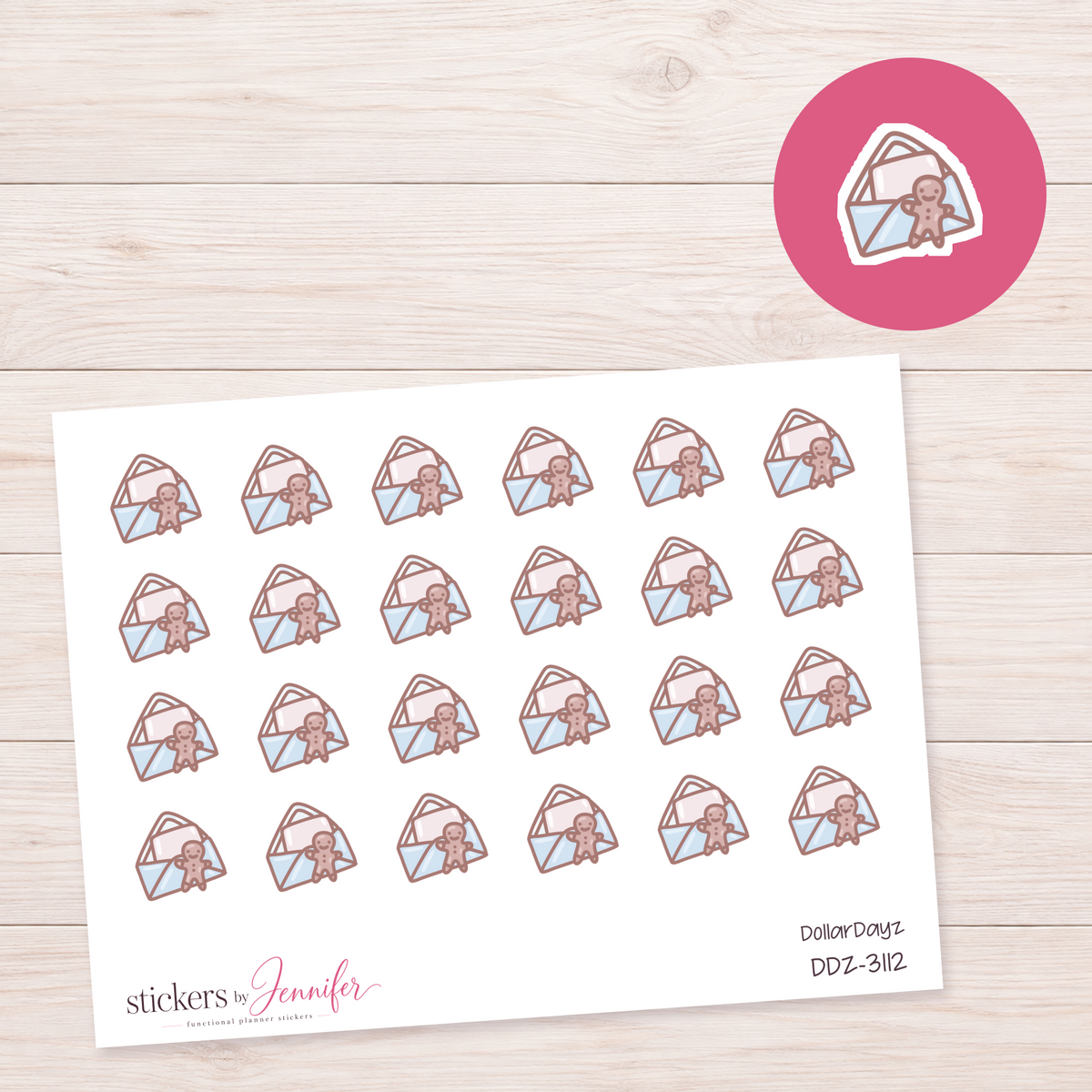 Gingerbread Holiday Mail Planner Stickers | DDZ-3112