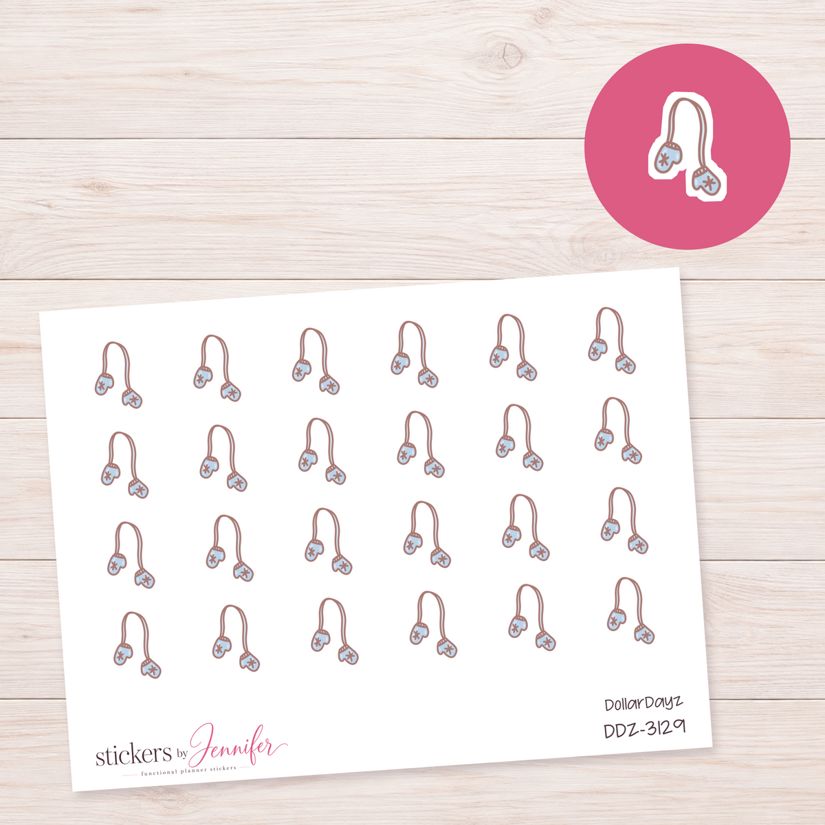 Blue Mittens on a String Planner Stickers | DDZ-3129
