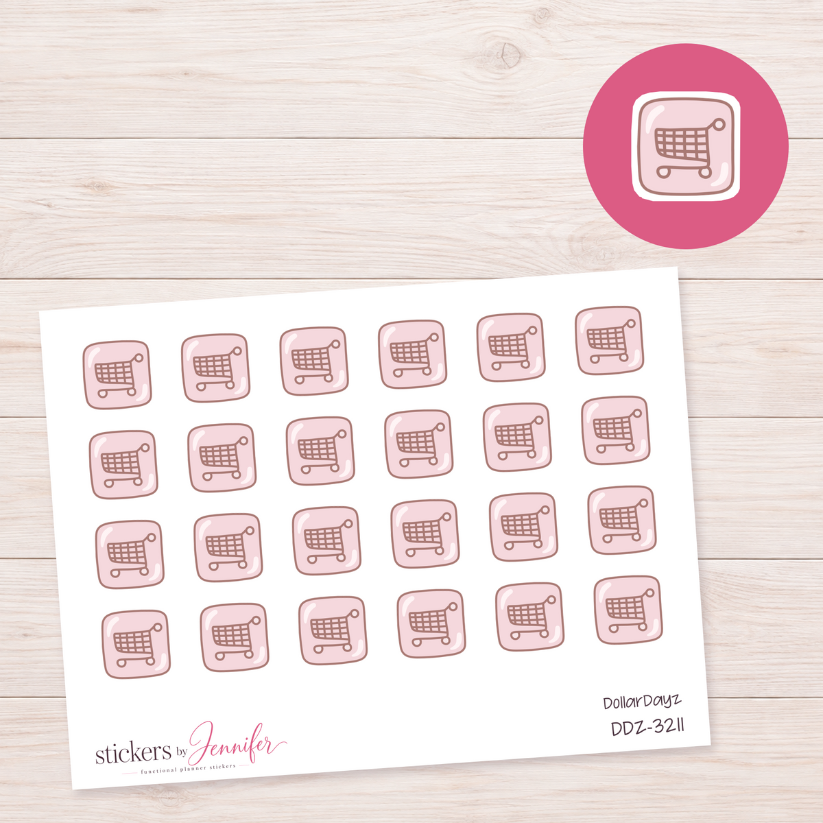 Rounded Square Shopping Cart Planner Stickers | DDZ-3211