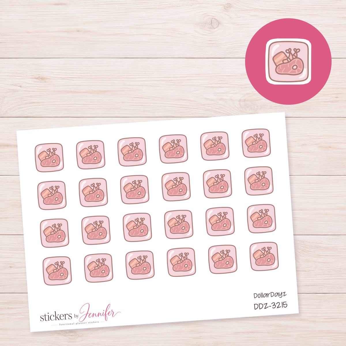 Rounded Square Meat and Fish Planner Stickers | DDZ-3215