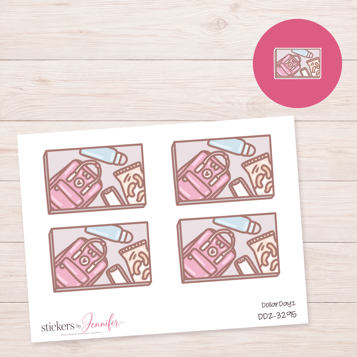 Travel Essentials Flatlay Box Planner Stickers | DDZ-3295