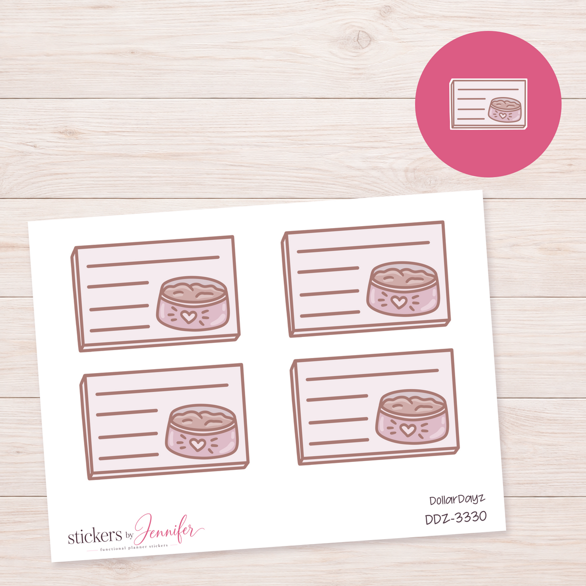 Cat Bowl Lined Box Planner Stickers | DDZ-3330