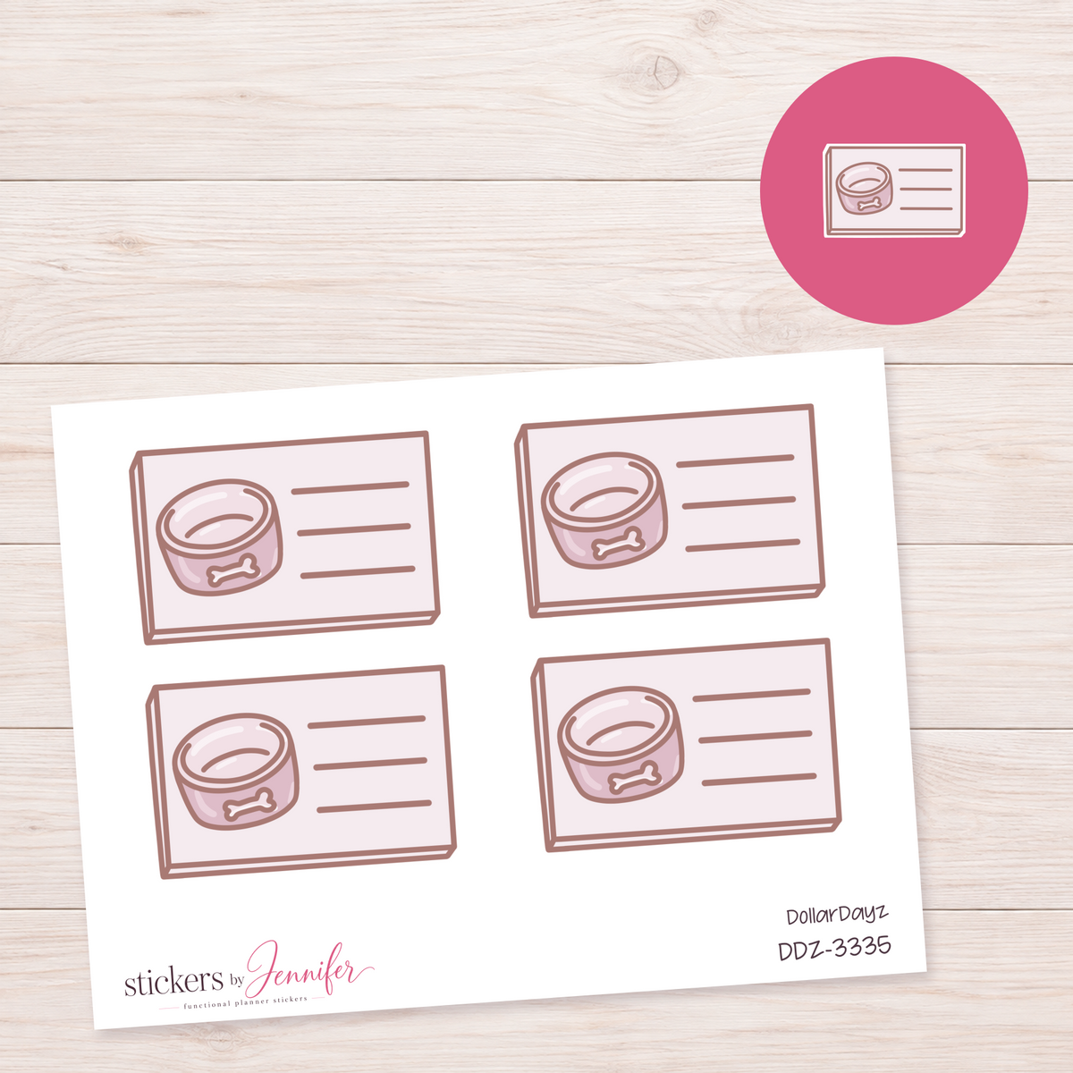 Dog Bowl Lined Box Planner Stickers | DDZ-3335