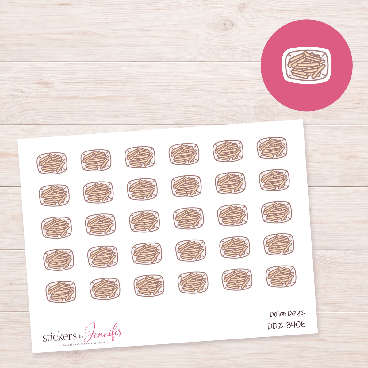 French Fry Plate Planner Stickers | DDZ-3406