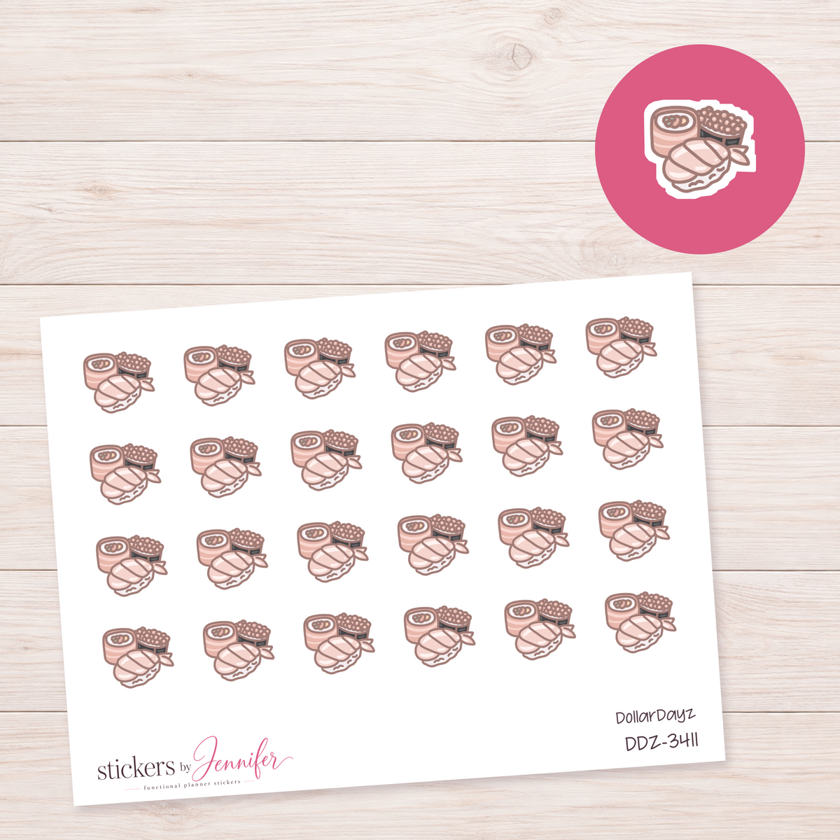 Assorted Sushi Trio Planner Stickers | DDZ-3411