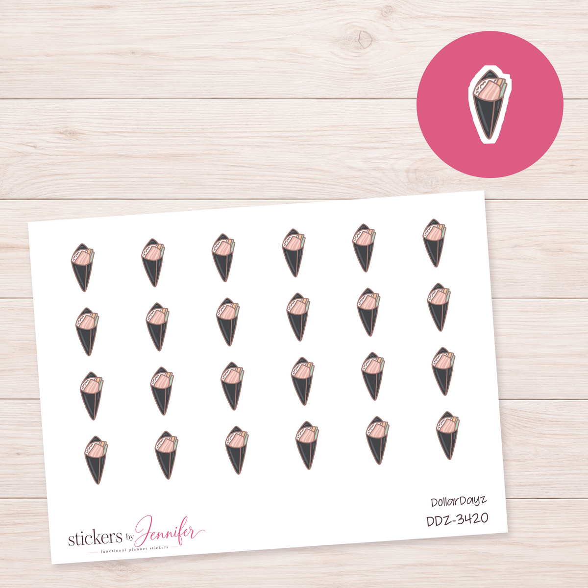 Sushi Hand Roll Planner Stickers | DDZ-3420