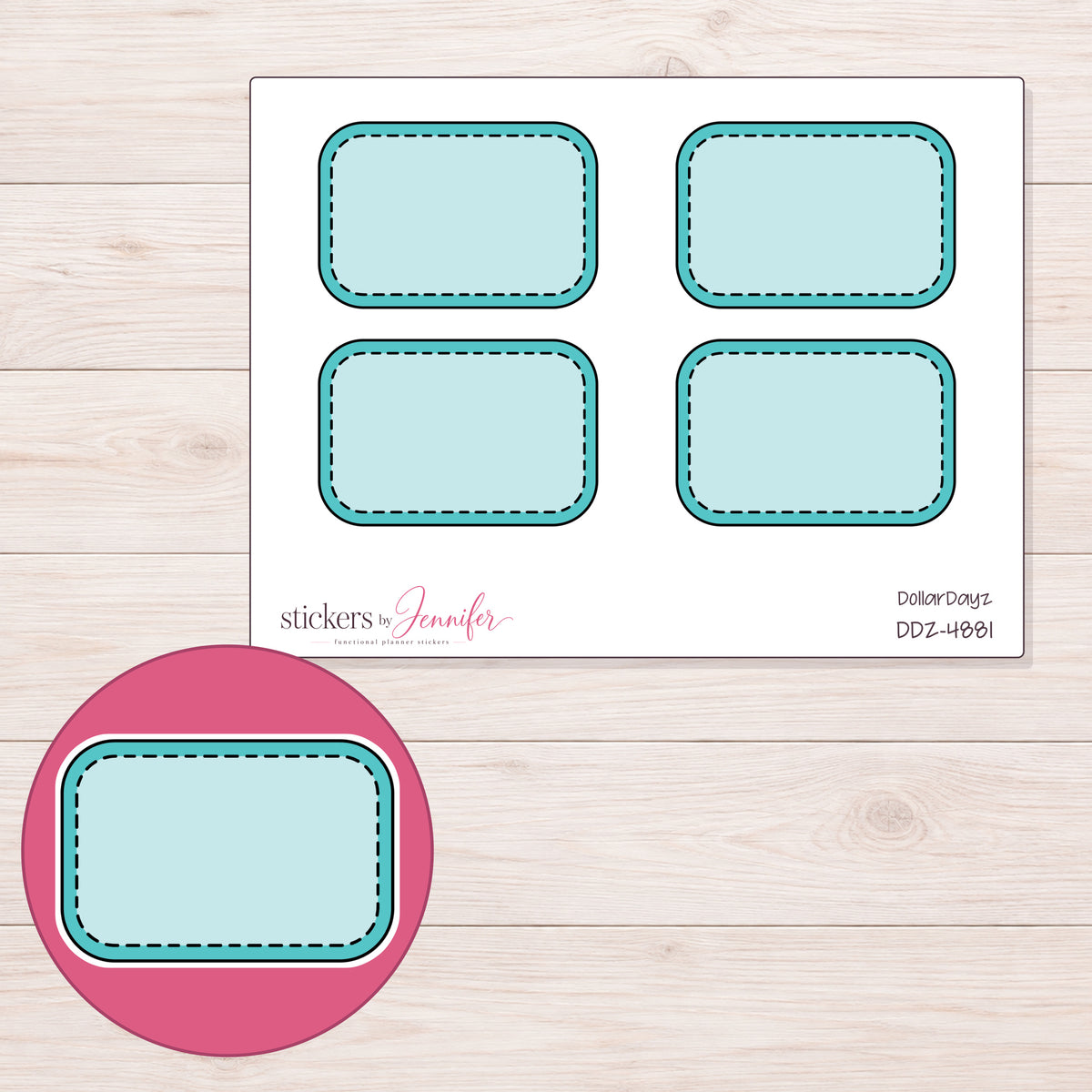 DDZ-4881 planner sticker sheet with enlarged sticker detail