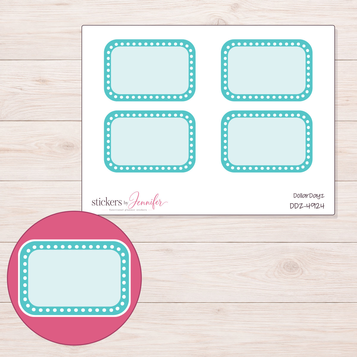 DDZ-4924 planner sticker sheet with enlarged sticker detail