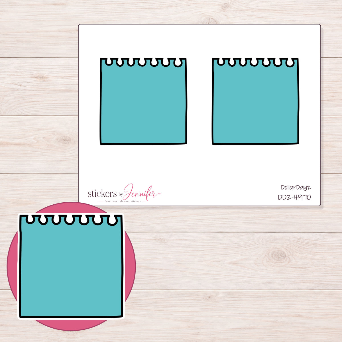 DDZ-4970 planner sticker sheet with enlarged sticker detail