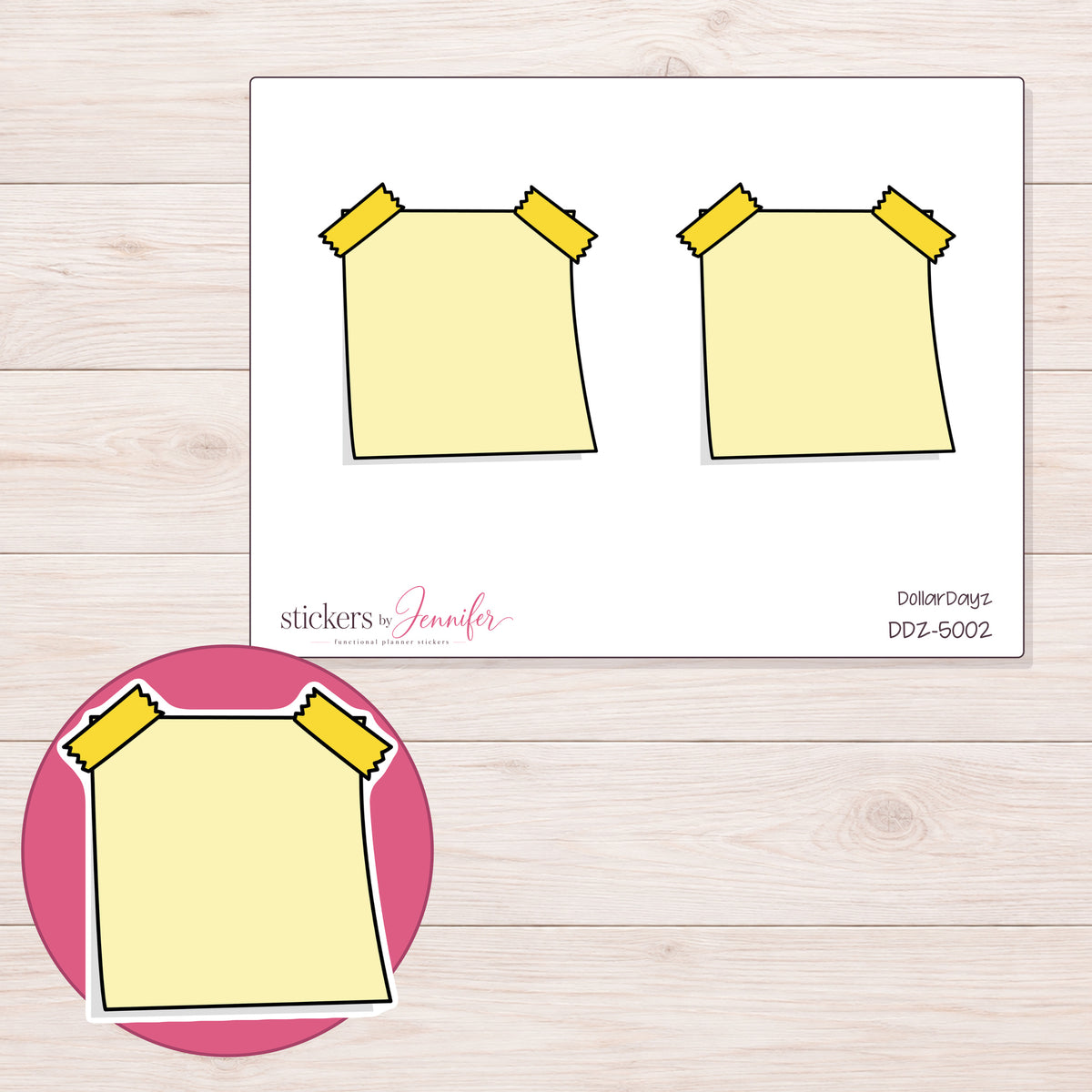 DDZ-5002 planner sticker sheet with enlarged sticker detail
